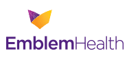 EmblemHealth logo featuring a stylized butterfly on the left and the company name in purple text on the right, representing healthcare and dental coverage options.
