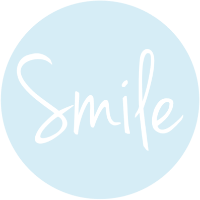 Logo featuring the word 'Smile' in black script on a blue circular background, representing a family and emergency dental care provider in Cypress and Katy.