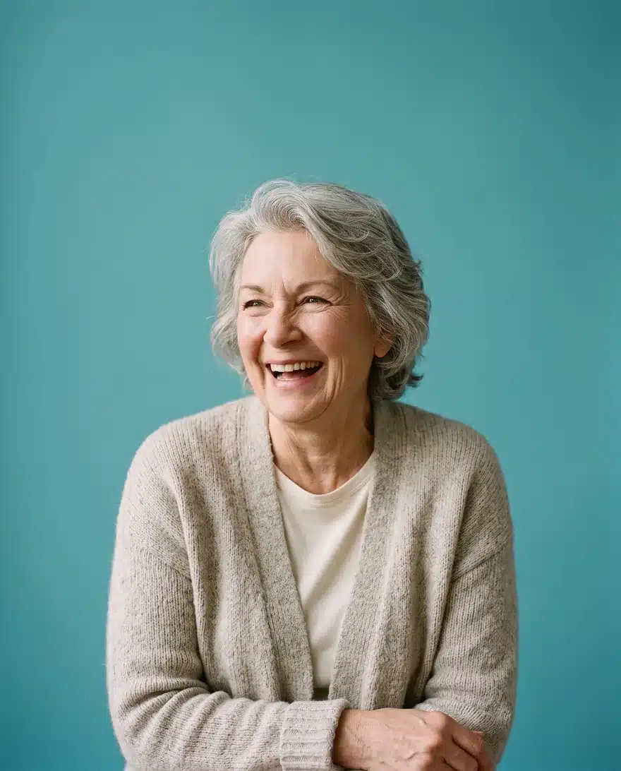 A grandmother laughing